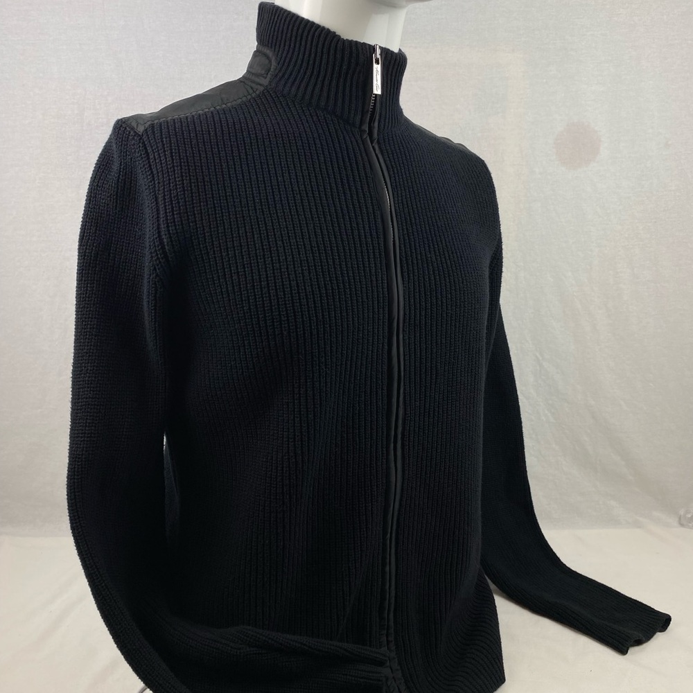 Kenneth Cole Black Ribbed Zip Cardigan